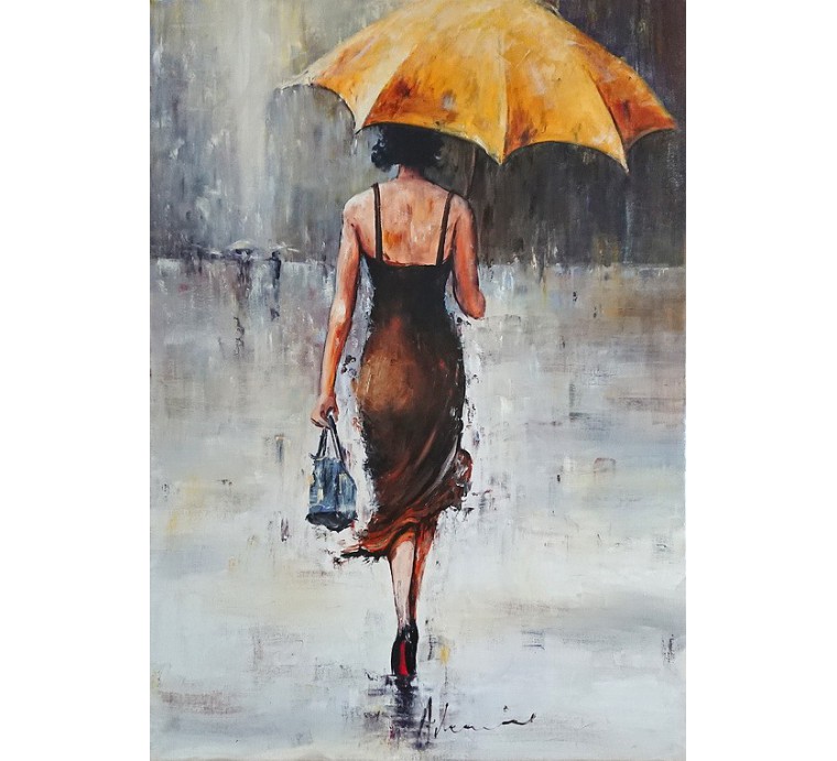 Kobieta z żółtym parasolem (50x70cm)