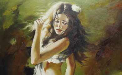 obraz olejny z tańczącą kobietą